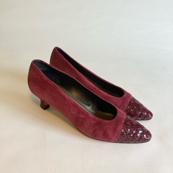 Bally Burgundy Suede Leather Heels size 9.5 - Picture 2 of 14